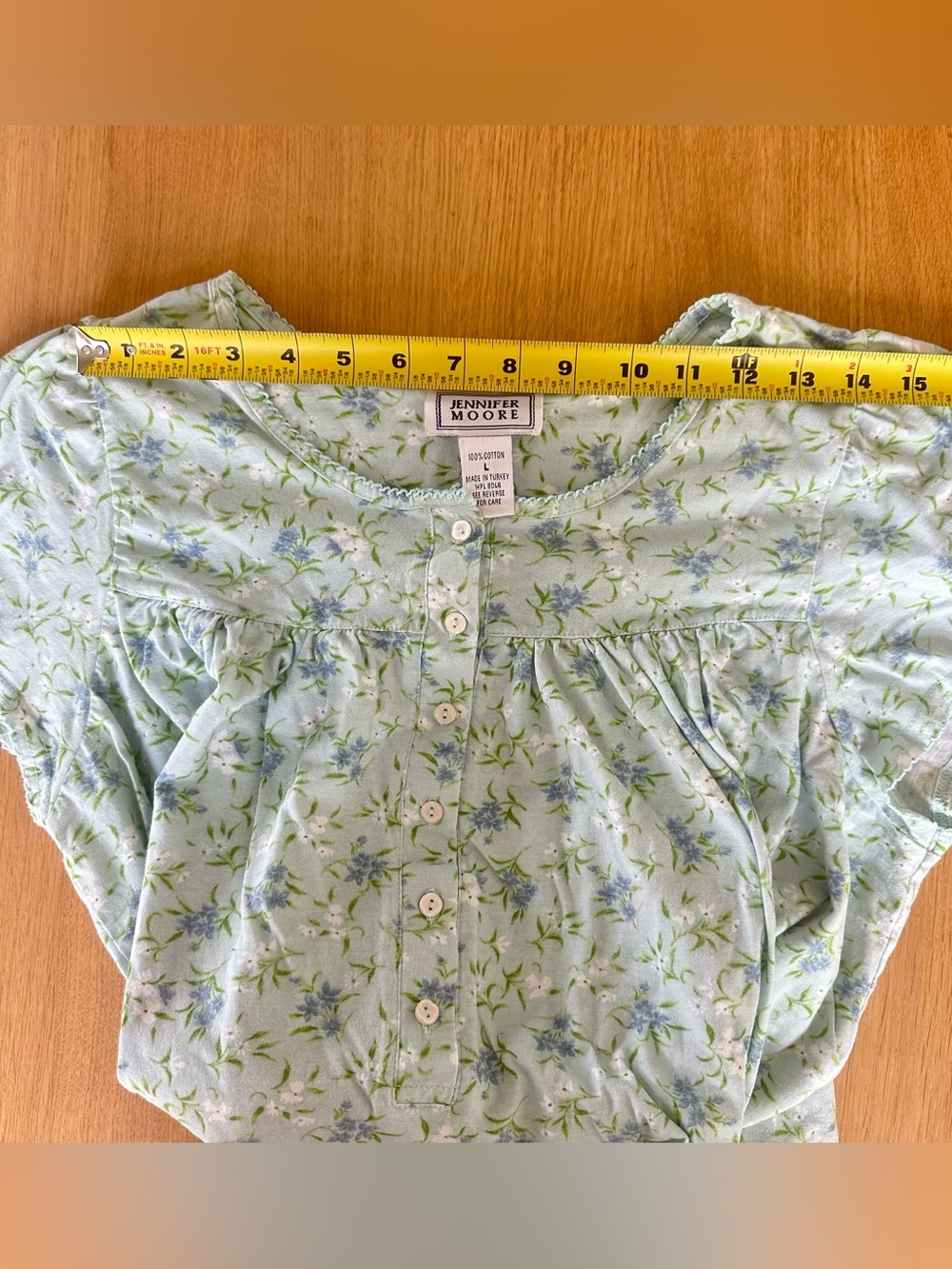 Vintage 90s Jennifer Moore 100% Cotton Nightgown floral Cottage House Dress L - Picture 10 of 11